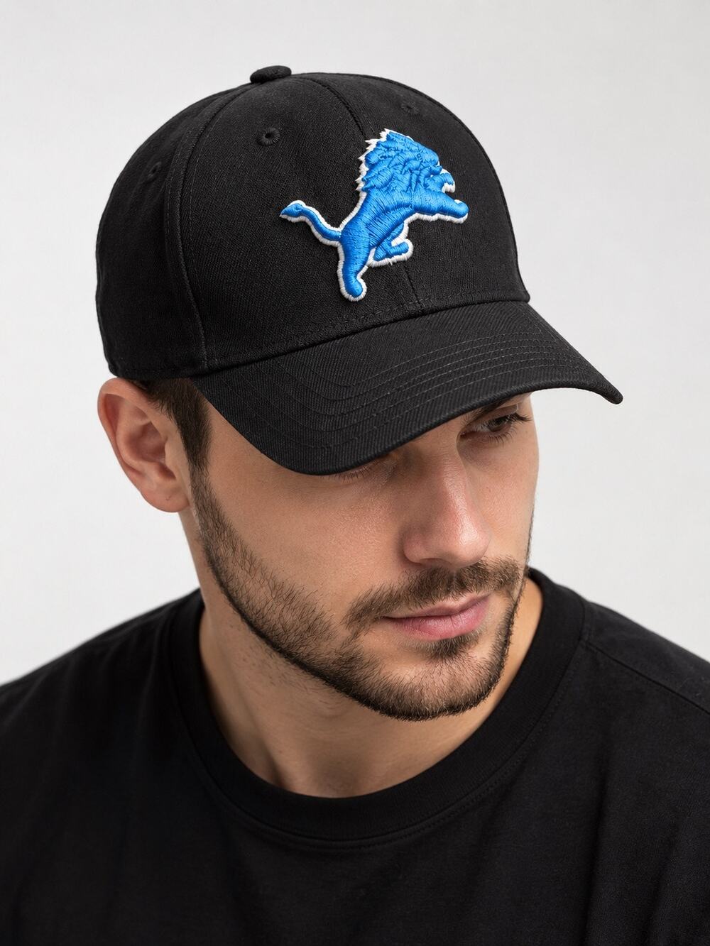 Detroit Lions Reebok NFL Authentic Sideline Black Fitted Cap